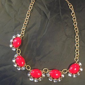 Stella and Dot Red and Rhinestone Choker-Style Necklace